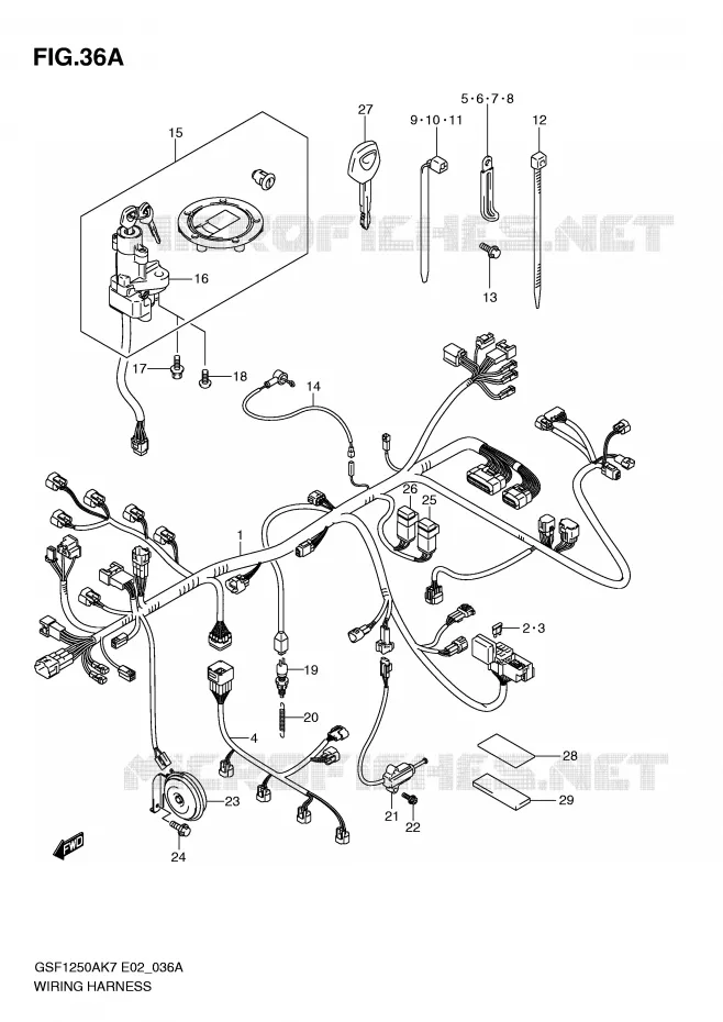 BEDRADING (GSF1250K7/K8/K9) Suzuki MOTO 1250 BANDIT-N 2009  GSF1250AK9(E2)