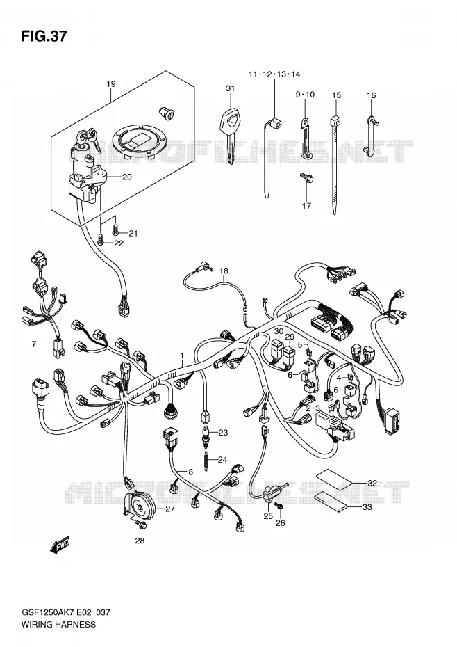 BEDRADING (GSF1250SAK7/SAK8/SAK9/SAZK9/SAL0) Suzuki MOTO 1250 BANDIT-N 2008  GSF1250K8(E2)
