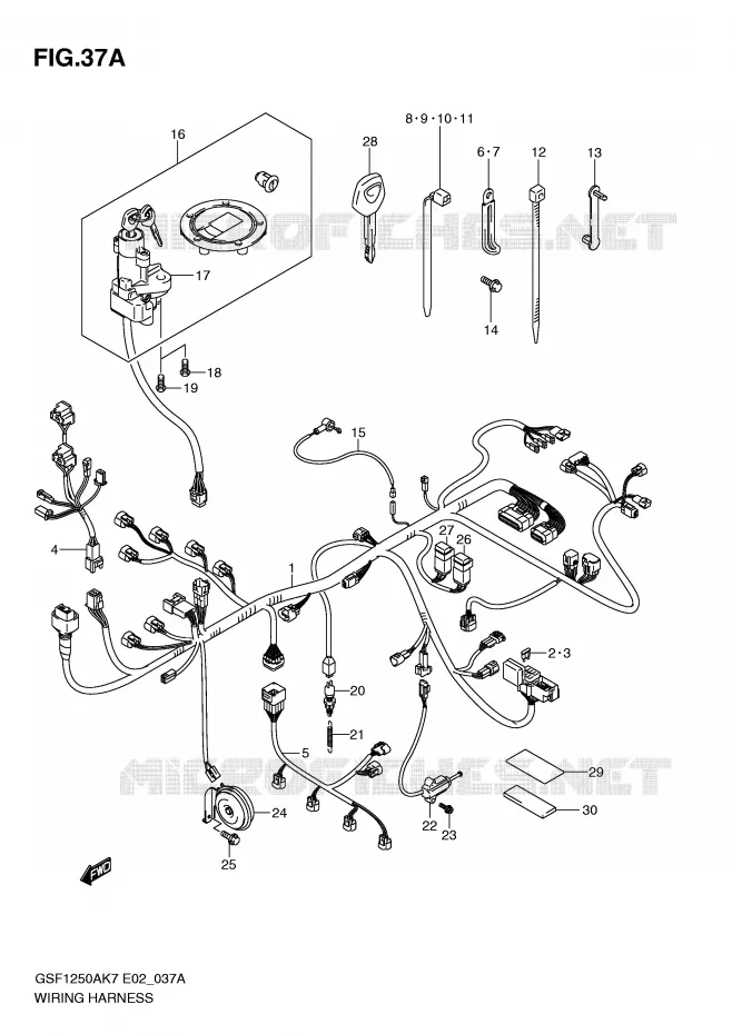 BEDRADING (GSF1250SK7/SK8/SK9/SL0) Suzuki MOTO 1250 BANDIT-S 2010  GSF1250SL0(E2)