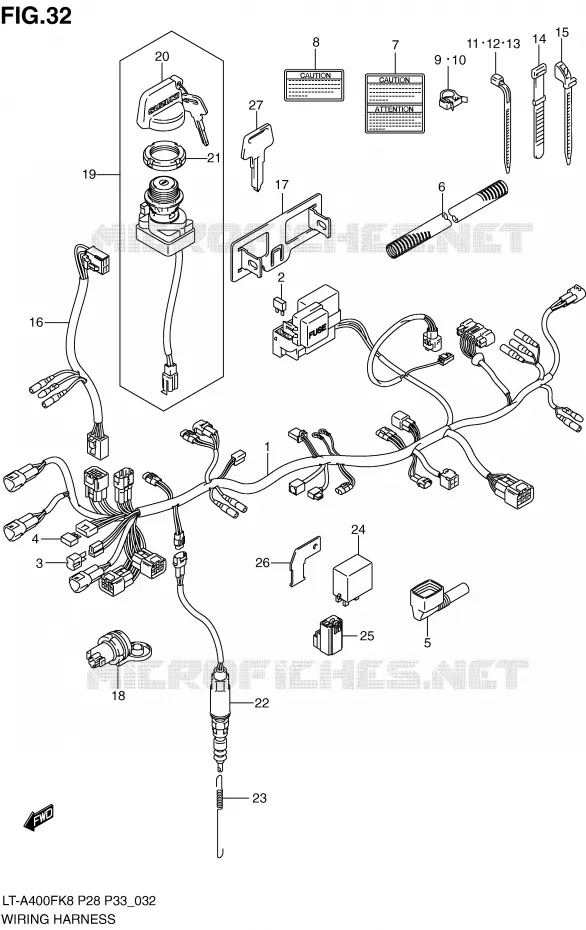 BEDRADING (MODEL K8/K9) Suzuki QUAD 400 EIGER 2008  LT-A400FK8(P28/P33)
