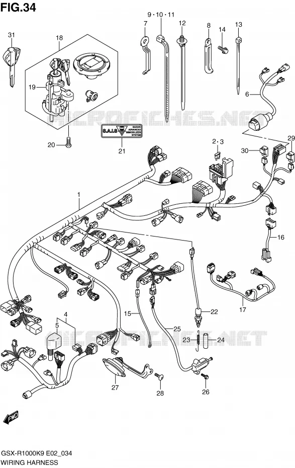 BEDRADING Suzuki MOTO 1000 GSX-R 2010  GSX-R1000L0(E2)