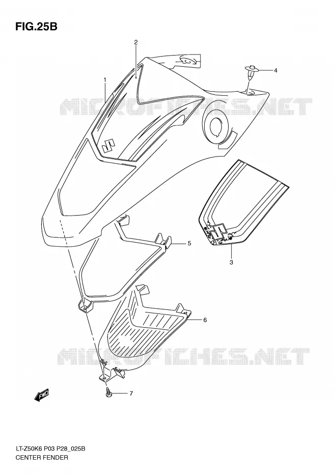 CENTRAL KUIP (MODEL L0) Suzuki QUAD 50 QUADSPORT 2010  LT-Z50ZL0(P3/P28)