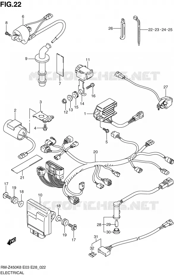 ELEKTRISCH (RM-Z450K8/K9) Suzuki MOTO 450 RM-Z 2011  RM-Z450L1(E3/E28)