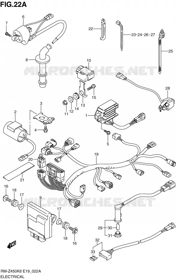 ELEKTRISCH (RM-Z450L0) Suzuki MOTO 450 RM-Z 2012  RM-Z450L1(E19)