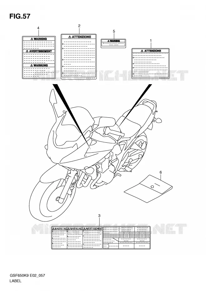 ETIKET (MODEL K9) Suzuki MOTO 650 BANDIT 2009  GSF650K9(E2)