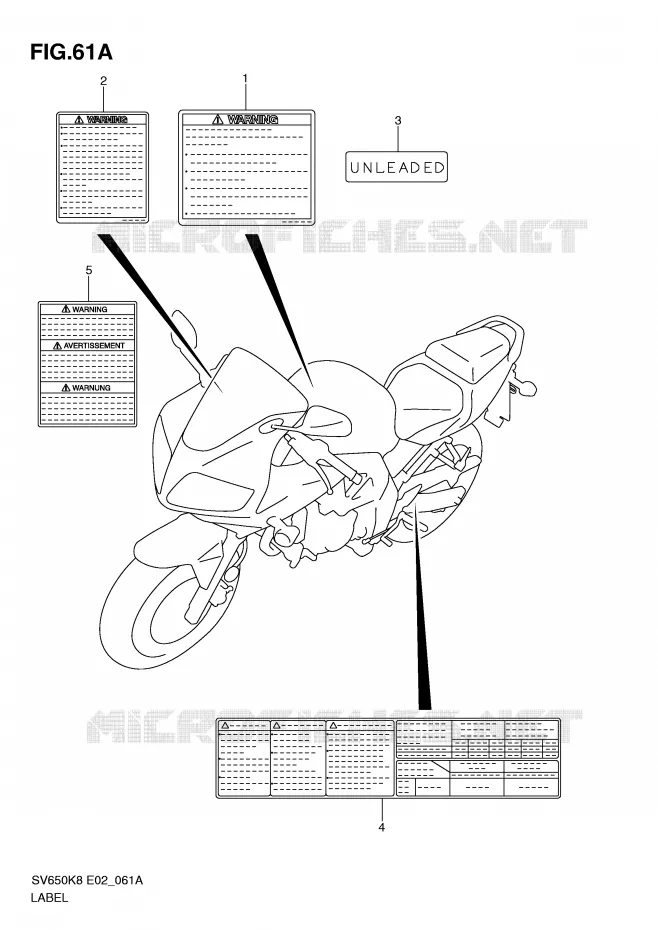 ETIKET (MODEL L0) Suzuki MOTO 650 SV 2009  SV650SAK9(E2)