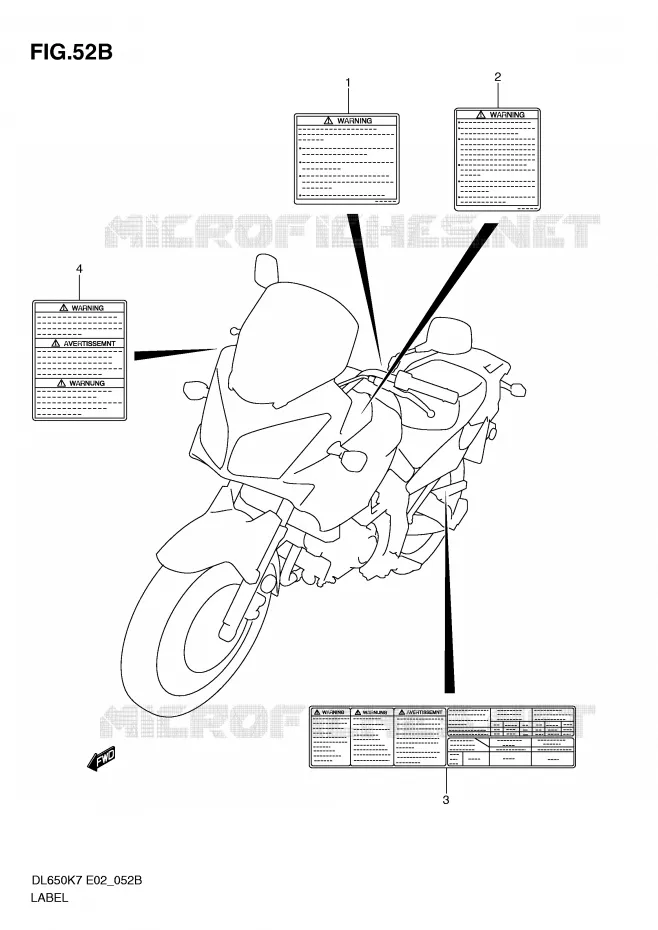 ETIKET (MODEL L0) Suzuki MOTO 650 V-STROM 2008  DL650AK8(E2)