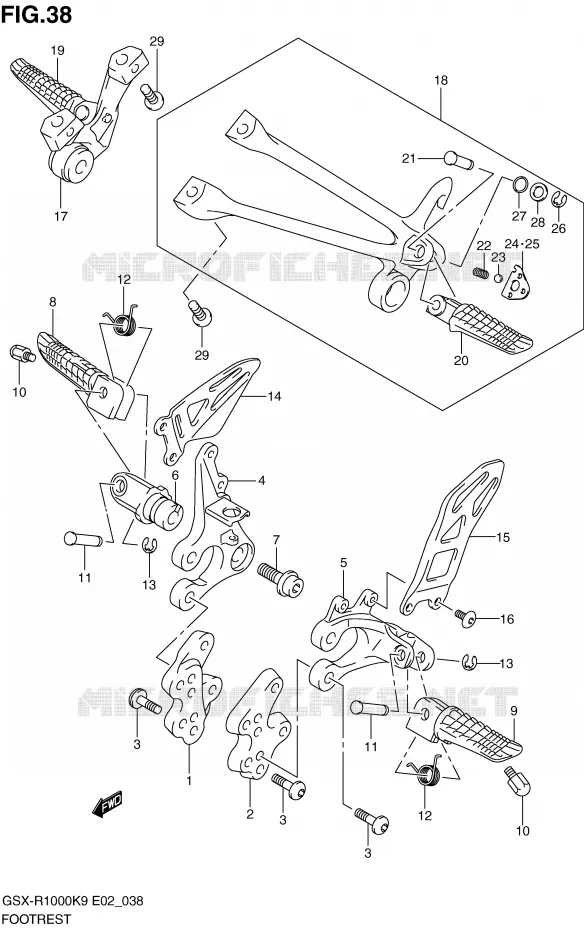 FOOTREST Suzuki MOTO 1000 GSX-R 2010  GSX-R1000L0(E2)