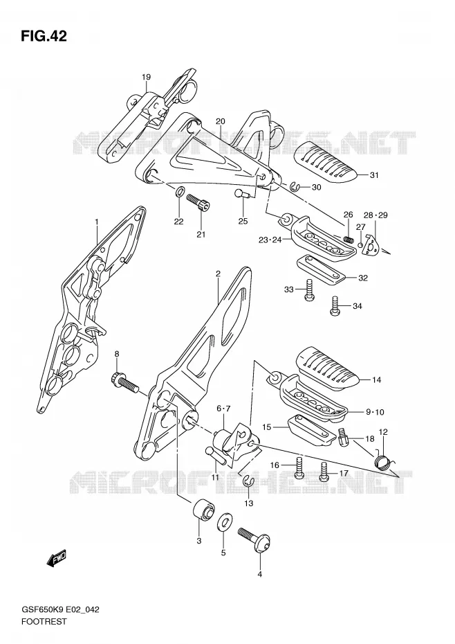 FOOTREST Suzuki MOTO 650 BANDIT 2010  GSF650SUL0(E2)