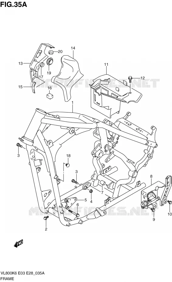 FRAME (MODEL K9/L0) Suzuki MOTO 800 VOLUSIA 2010  VL800TL0(E3/E28)