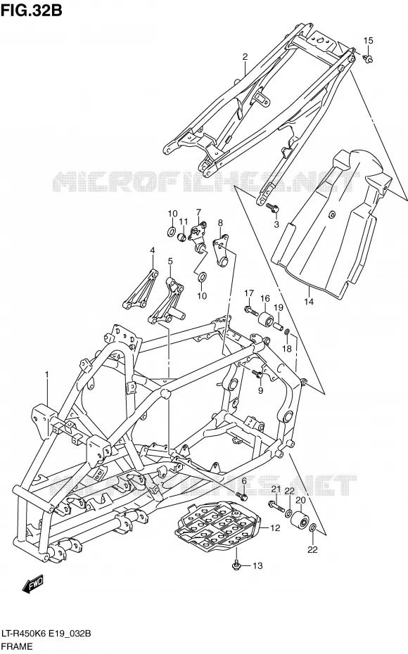 FRAME (MODEL L0) Suzuki QUAD 450 QUADRACER 2006  LT-R450K6(E19)