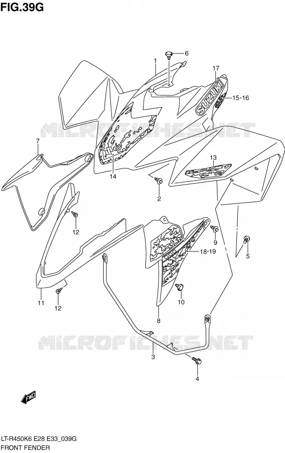 FRONT FENDER (LT-R450ZL0) Suzuki QUAD 450 QUADRACER 2010  LT-R450ZL0(E28/E33)