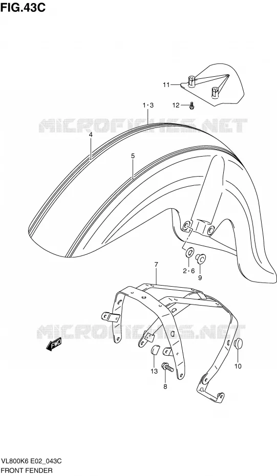 FRONT FENDER (MODEL L0) Suzuki MOTO 800 VOLUSIA 2007  VL800UEK7(E2)