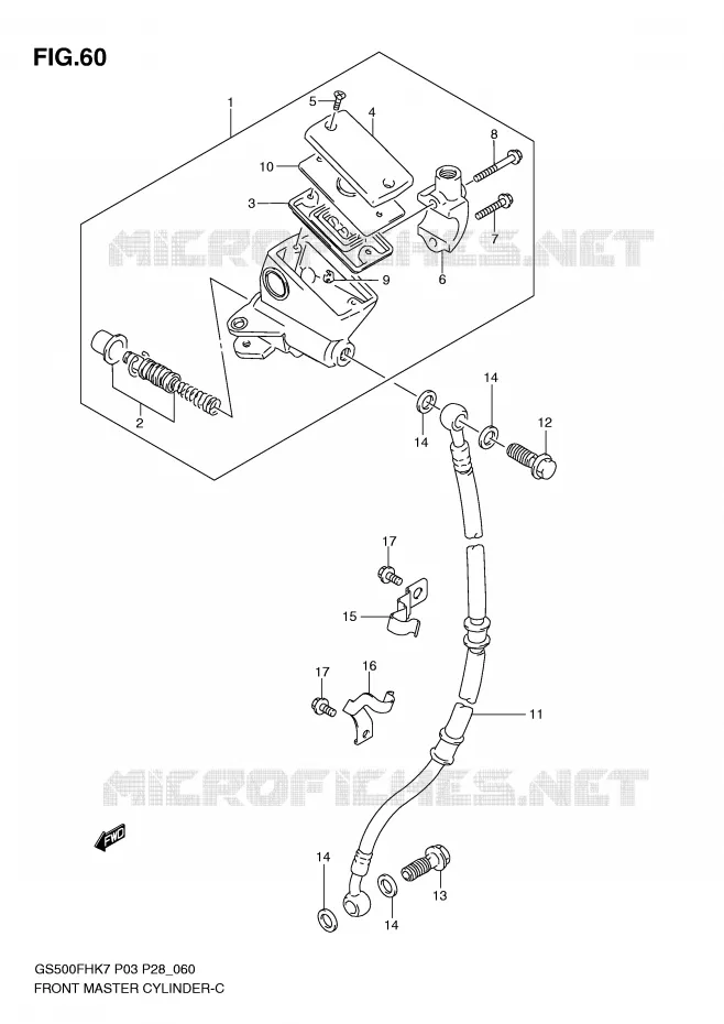 FRONT HOOFDREMCILINDER (GS500FH) Suzuki MOTO 500 GS-E 2008  GS500HK8(P3)
