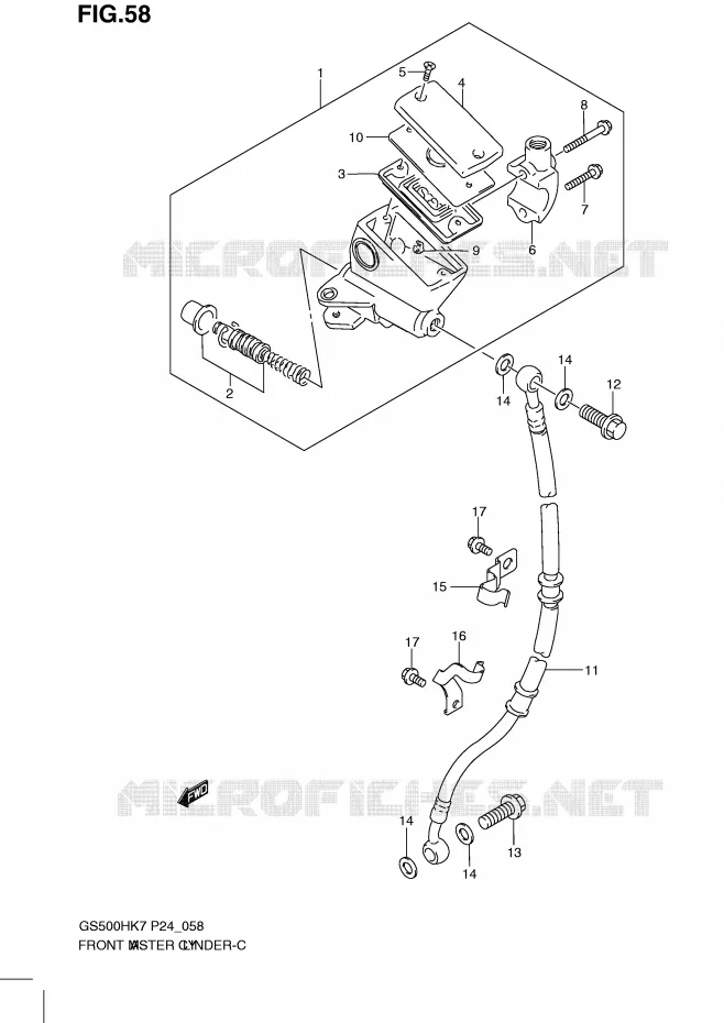 FRONT HOOFDREMCILINDER (GS500FH) Suzuki MOTO 500 GS-F 2009  GS500FHK9(P24)