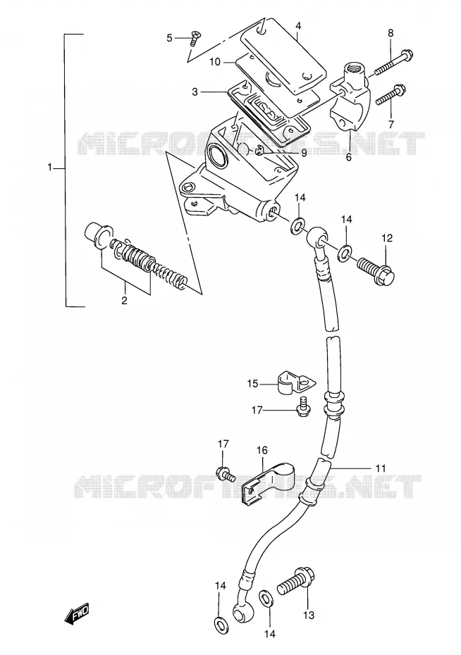 FRONT HOOFDREMCILINDER Suzuki MOTO 500 GS-E 1997  GS500EV(E2)