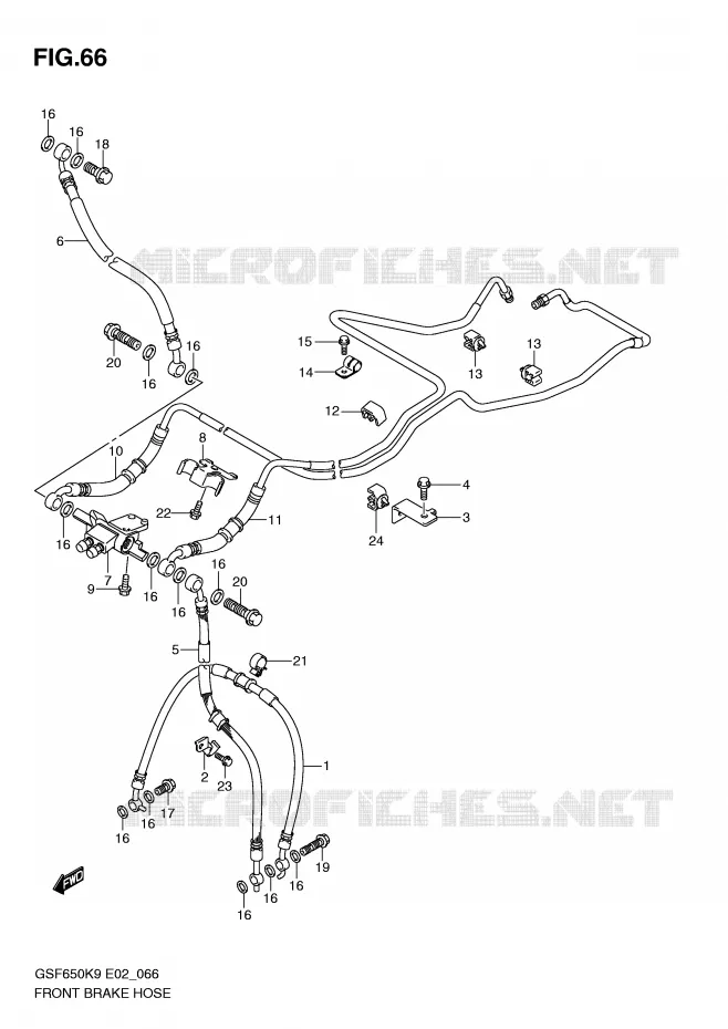 FRONT REMSLANG (GSF650AK9/SAK9/UAK9/SUAK9/AL0/SAL0/UAL0/SUAL0) Suzuki MOTO 650 BANDIT 2010  GSF650SUL0(E2)