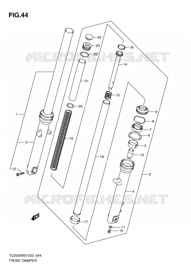 FRONT SCHOKDEMPER Suzuki MOTO 250 TU 2009  TU250XK9(E3)