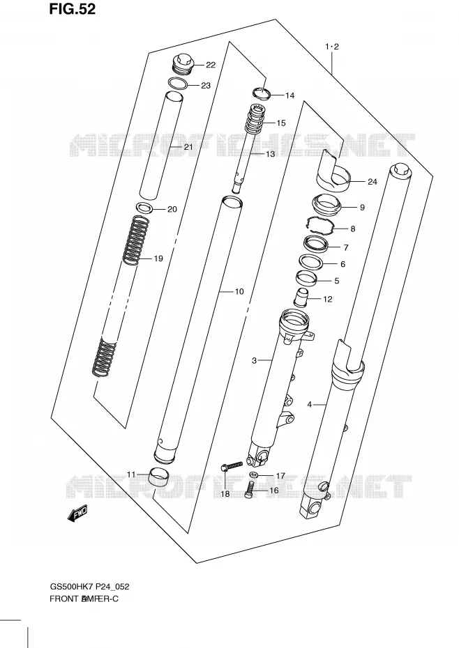 FRONT SCHOKDEMPER Suzuki MOTO 500 GS-E 2009  GS500HK9(P24)