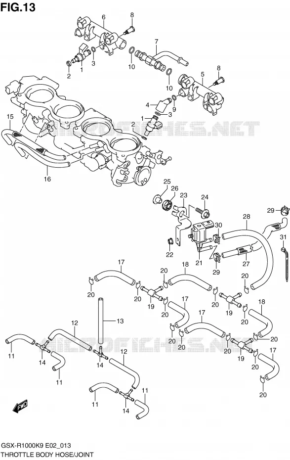 GASKLEPHUIS SLANG / JOINT Suzuki MOTO 1000 GSX-R 2010  GSX-R1000ZL0(E2)