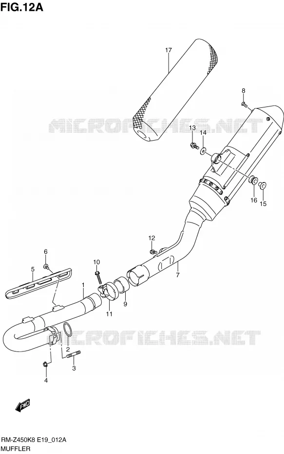 GELUIDDEMPER (RM-Z450L0) Suzuki MOTO 450 RM-Z 2011  RM-Z450L1(E19)