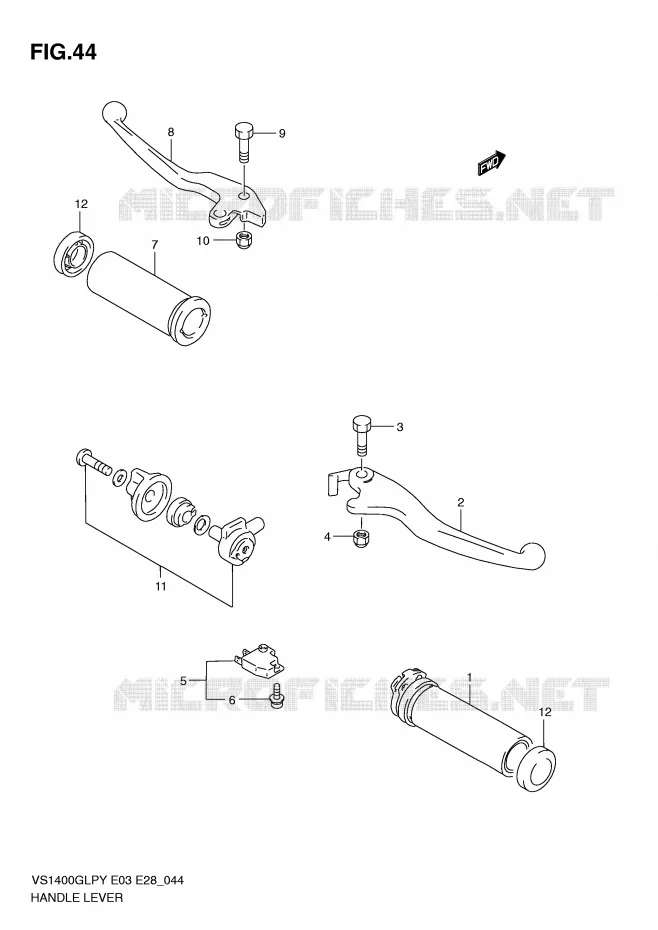 HANDGRIPS - LEVERS Suzuki MOTO 1400 INTRUDER 2000  VS1400GLPY(E3/E28)