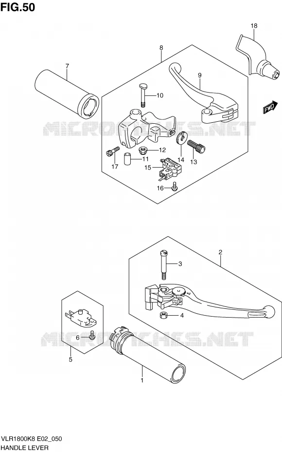 HANDGRIPS - LEVERS Suzuki MOTO 1800 INTRUDER 2010  VLR1800TL0(E2)