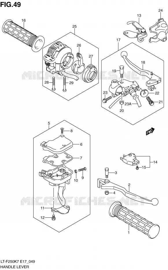 HANDGRIPS - LEVERS Suzuki QUAD 250 OZARK 2007  LT-F250K7(E17)