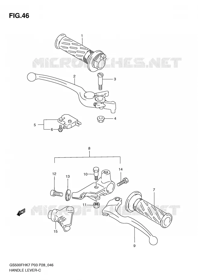 HEFBOMEN - HANDGRIPS (MODEL K7/K8/K9) Suzuki MOTO 500 GS-F 2008  GS500FHK8(P3)