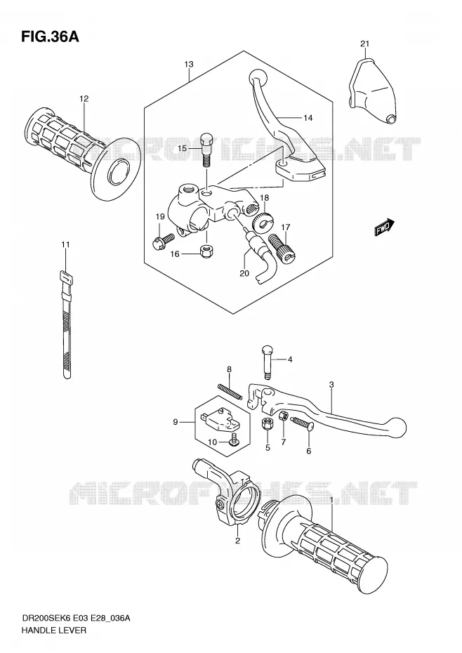 HEFBOMEN - HANDGRIPS (MODEL L0) Suzuki MOTO 200 DR 2007  DR200SEK7(E3/E28)
