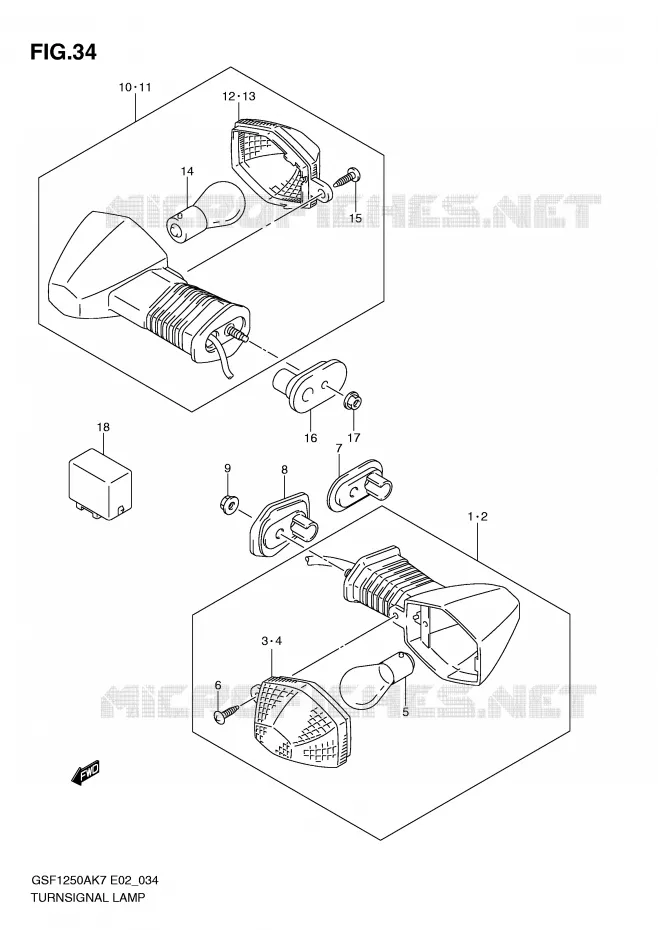 INDICATOREN Suzuki MOTO 1250 BANDIT-S 2010  GSF1250SAL0(E2)