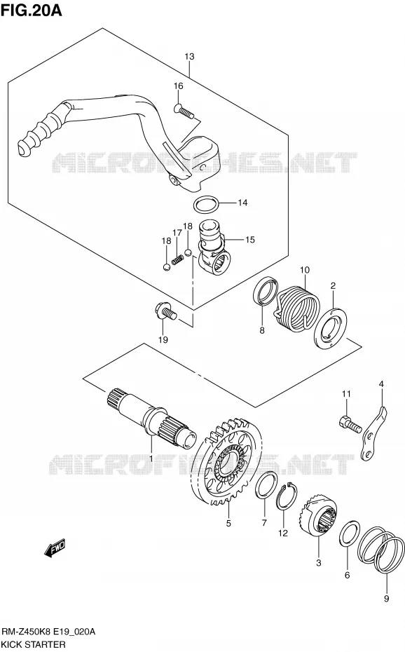 KICKSTARTER (RM-Z450L0/L1) Suzuki MOTO 450 RM-Z 2009  RM-Z450K9(E19)