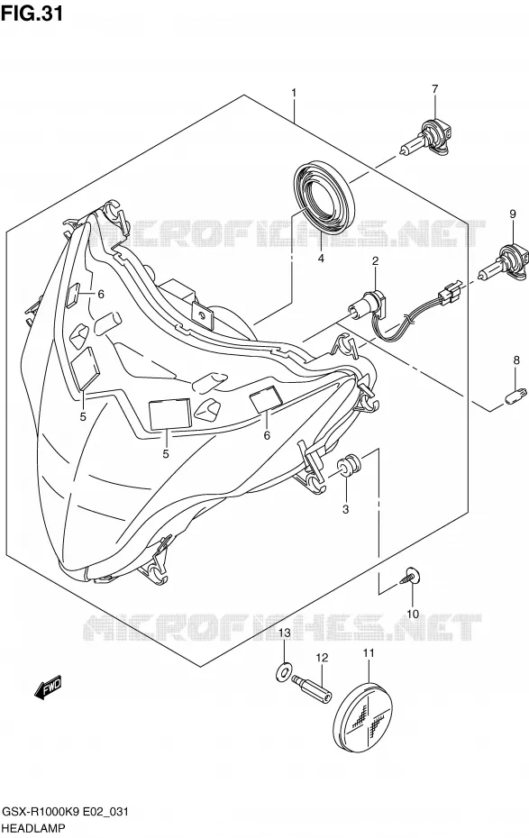 KOPLAMP Suzuki MOTO 1000 GSX-R 2010  GSX-R1000UFL0(E2)