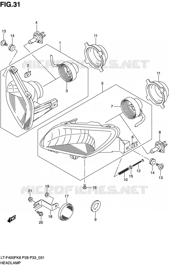 KOPLAMP Suzuki QUAD 400 KINGQUAD 2008  LT-F400FK8(P28/P33)