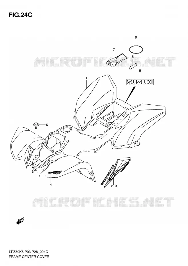 KUIP (MODEL L0) Suzuki QUAD 50 QUADSPORT 2010  LT-Z50L0(P3/P28)