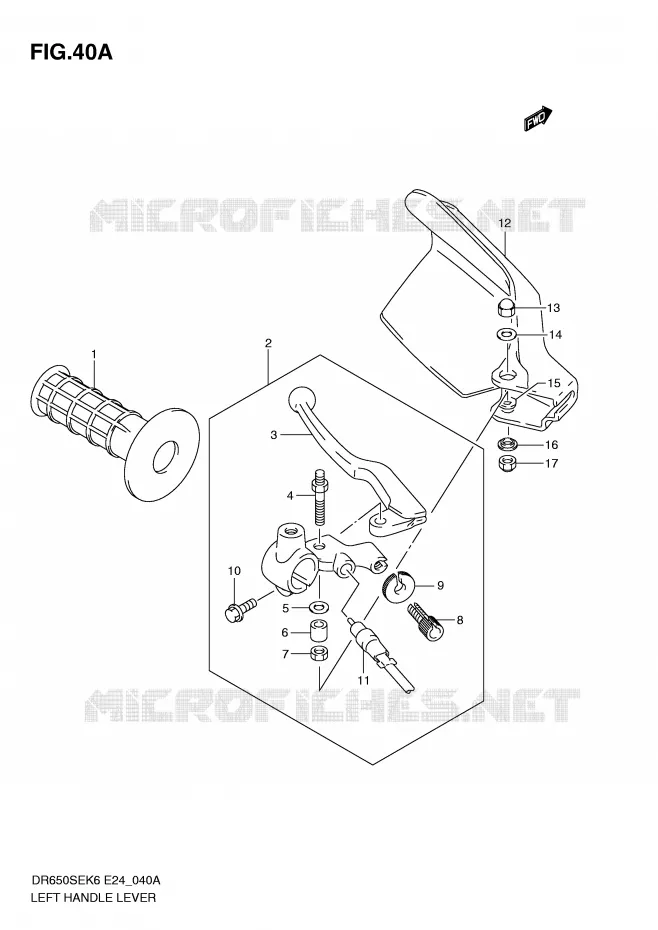 LINKER HENDEL - HANDGREEP (MODEL L0) Suzuki MOTO 650 DR 2007  DR650SEK7(E24)