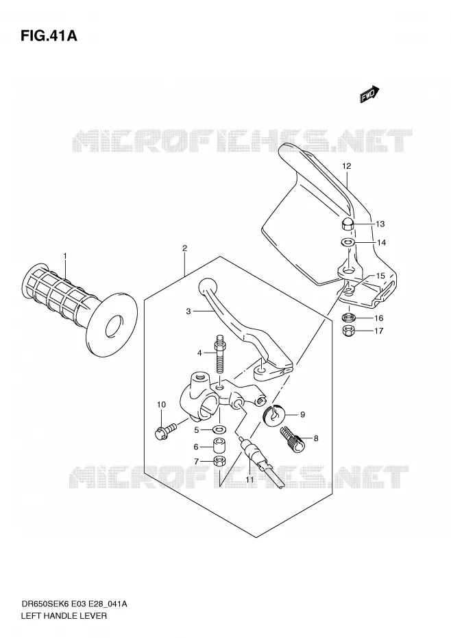 LINKER HENDEL - HANDGREEP (MODEL L0) Suzuki MOTO 650 DR 2008  DR650SEK8(E3/E28)
