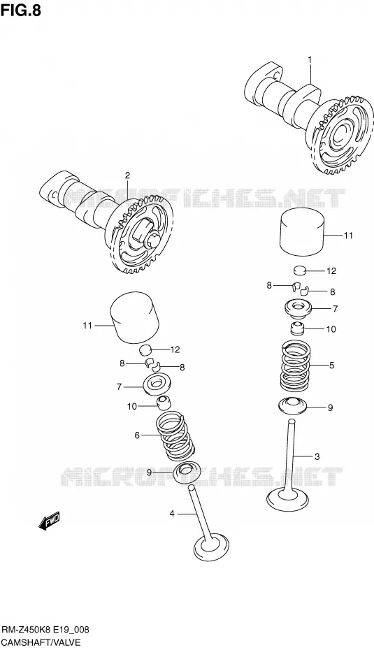 NOKKENAS - VALVES (RM-Z450K8/K9/L0) Suzuki MOTO 450 RM-Z 2009  RM-Z450K9(E19)