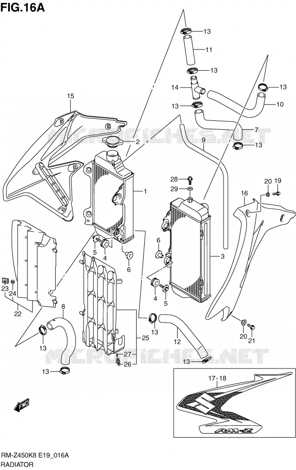 RADIATOR (RM-Z450L0) Suzuki MOTO 450 RM-Z 2011  RM-Z450L1(E19)