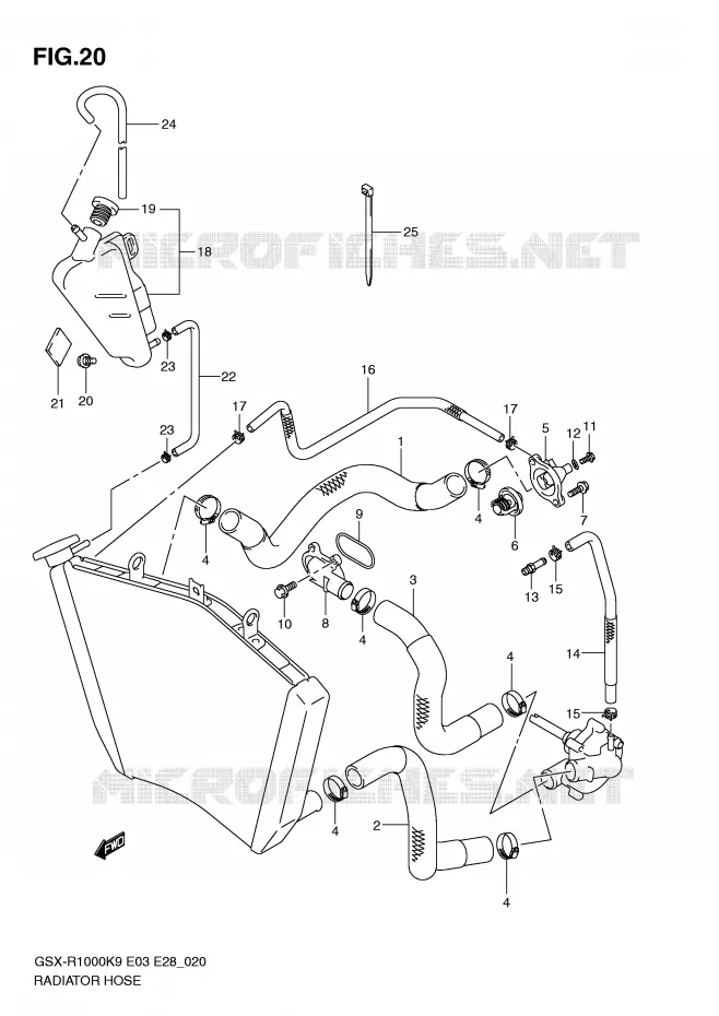 RADIATOR SLANG Suzuki MOTO 1000 GSX-R 2009  GSX-R1000K9(E3/E28)