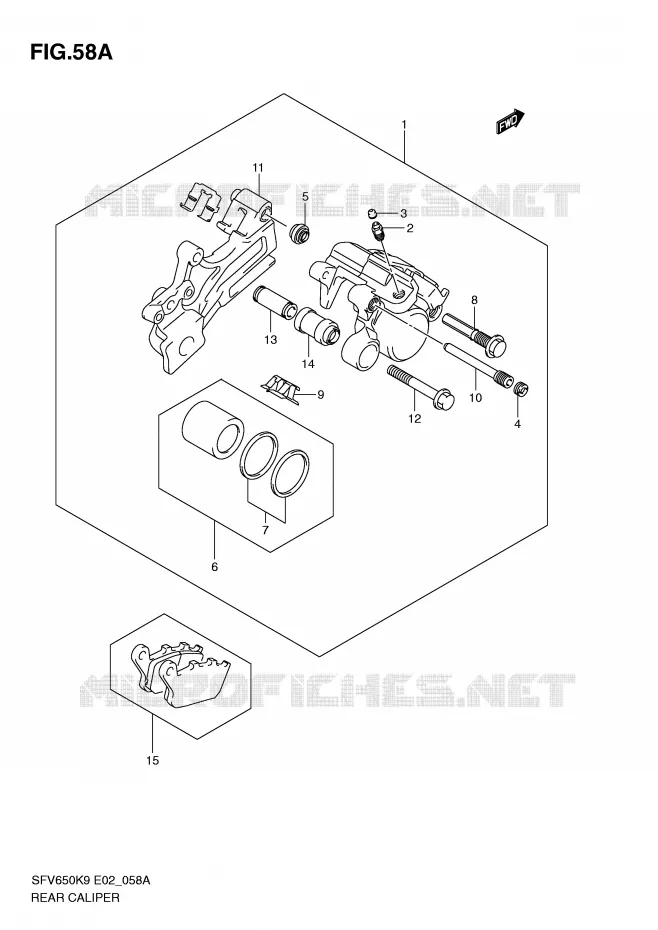 REAR CALIPER (SFV650AK9/UAK9/AL0/UAL0) Suzuki MOTO 650 GLADIUS 2009  SFV650AK9(E2)