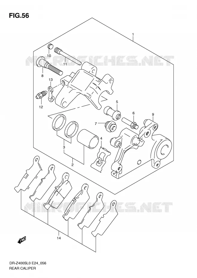 REAR CALIPER Suzuki MOTO 400 DR-Z 2010  DR-Z400SL0(E24)
