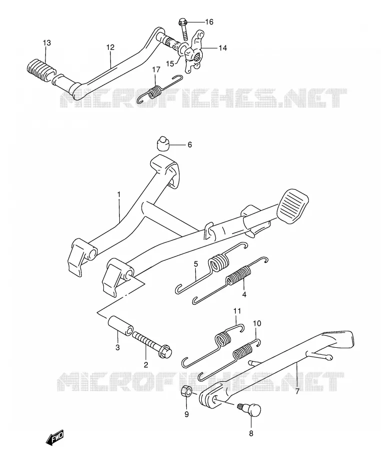 STAND - ACHTER REMPEDAAL Suzuki MOTO 500 GS-E 2000  GS500EUY(E2)