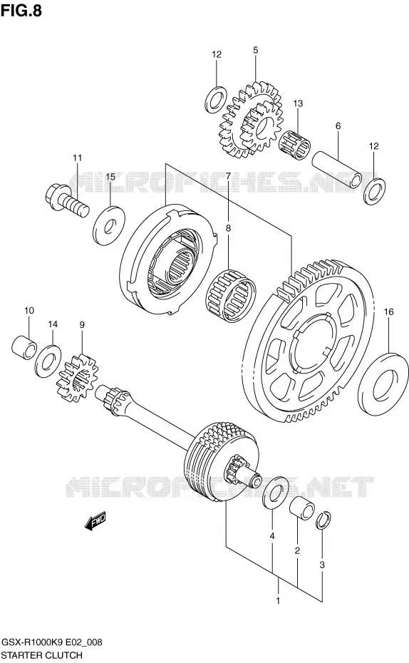 STARTMOTOR CLUTCH Suzuki MOTO 1000 GSX-R 2009  GSX-R1000UFK9(E2)