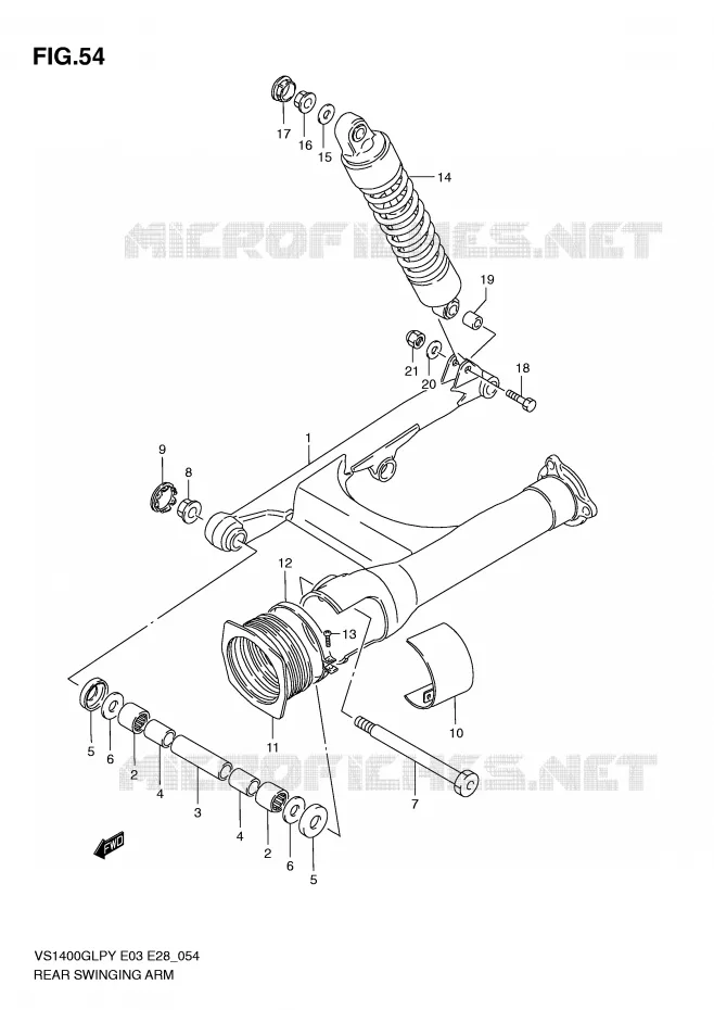 SWINGARM (MODELE T/V/W/X/Y) Suzuki MOTO 1400 INTRUDER 2003  VS1400GLPK3(E3/E28)