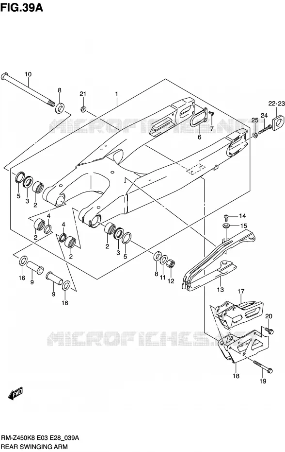 SWINGARM (RM-Z450L0) Suzuki MOTO 450 RM-Z 2008  RM-Z450K8(E3/E28)