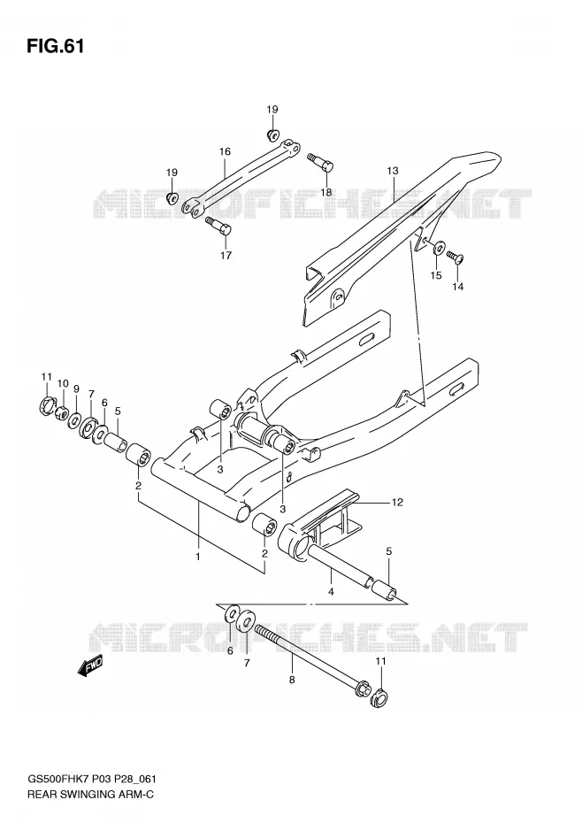 SWINGARM Suzuki MOTO 500 GS-F 2010  GS500FHL0(P3)