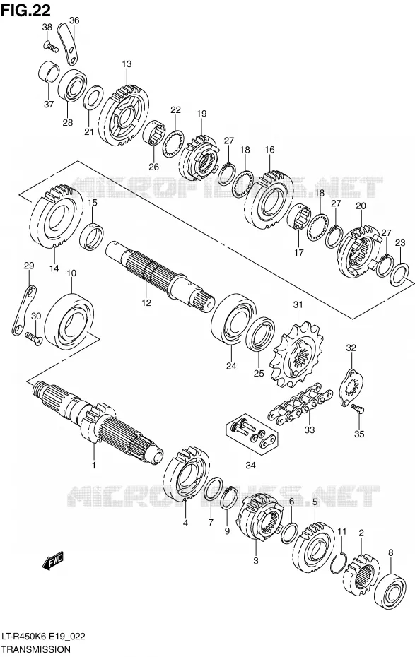 TRANSMISSION (MODEL K6/K7) Suzuki QUAD 450 QUADRACER 2006  LT-R450K6(E19)