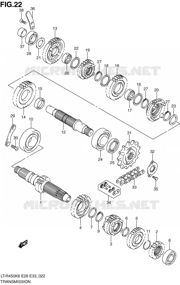TRANSMISSION (MODEL K6/K7) Suzuki QUAD 450 QUADRACER 2006  LT-R450K6(E28/E33)