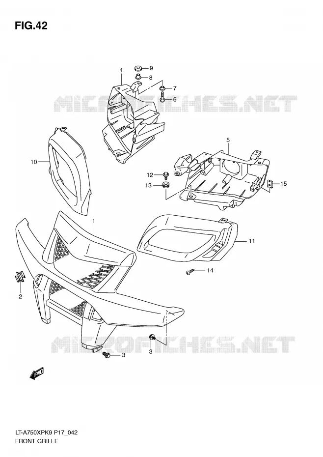 VOORBUMPER - KOPLAMPHUIS Suzuki QUAD 750 KINGQUAD 2010  LT-A750XPL0(P17)